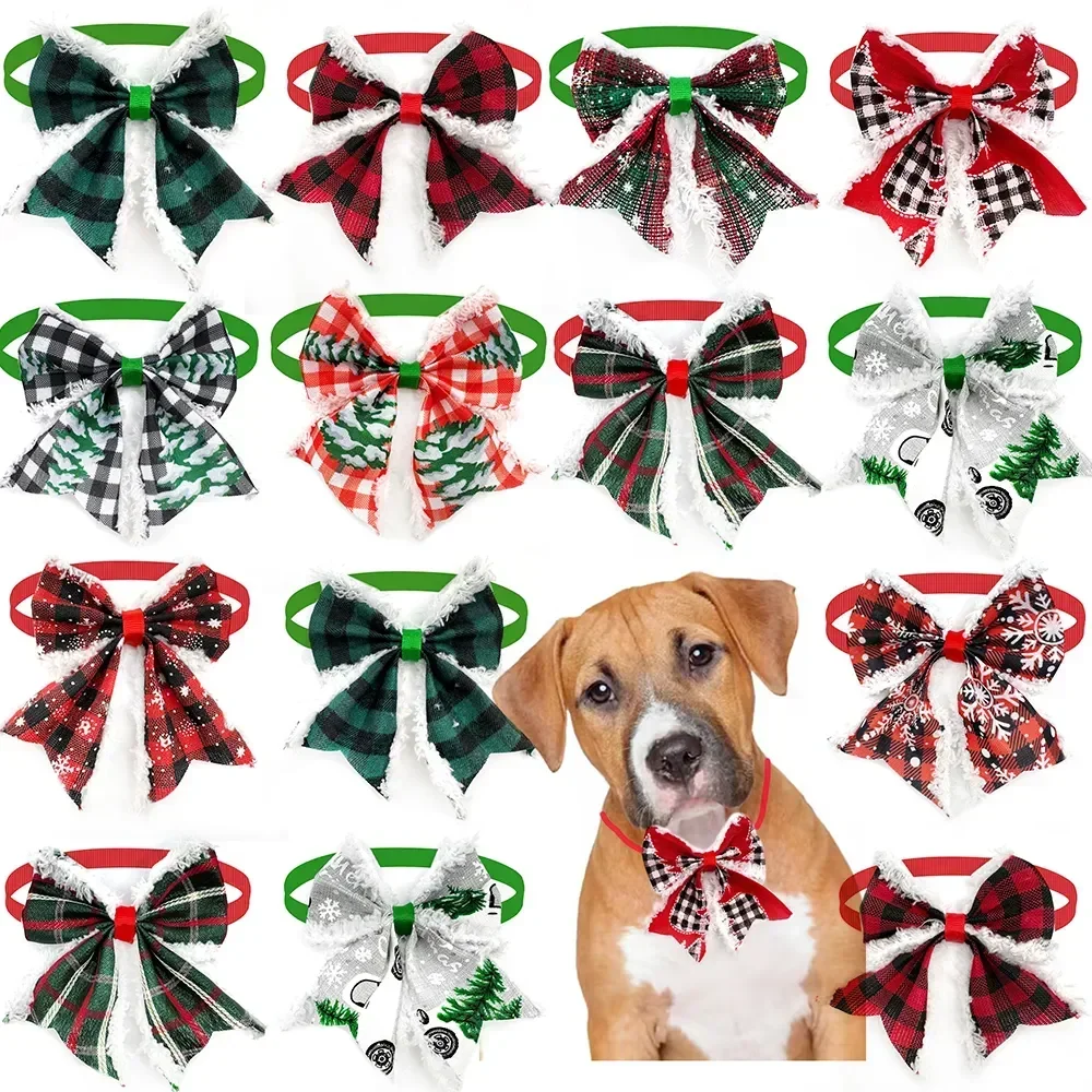 

Adjustable Bows Tie Bow Supplies Christmas Bowties Product Plush Dog Pets 50pcs Neckties Grooming Pet