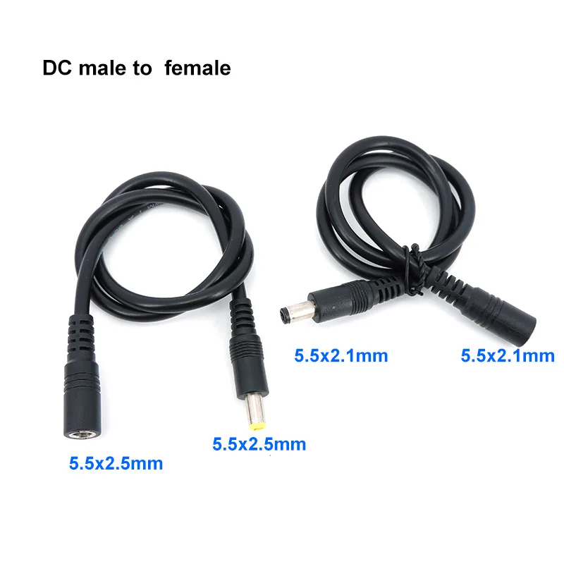 

DC male to female power supply Extension connector Cable Plug Cord wire Adapter for led strip camera 5.5X2.1mm 2.5mm 12v 18awg L
