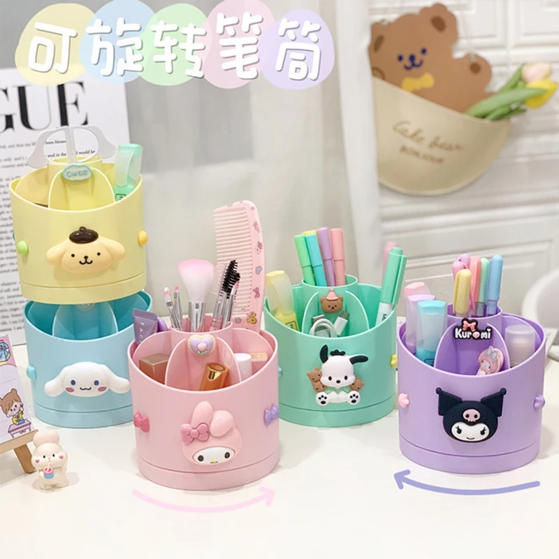 

2024 New Kuromi Pen Holder Sanrio Kawaii Anime My Melody Cinnamoroll Hangyodon Stationery Makeup Storage Container Gift for Kids