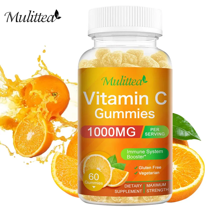 

Mulittea 1000Mg Vitamin C Gummies Chewable Dietary Supplement Powerful Antioxidants for Skin Nutrition Health