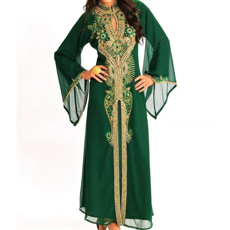 

Dubai-Moroccan-Kaftan-Georgette Dress Jilbab Arabian Women Clothing Fashion Trend