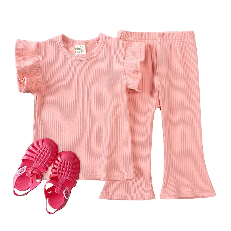 Baby Girls Clothes Cool Thin Style Flying Sleeve T-shirt + Bell Bottoms Fashion Princess Suit Baby Home Clothes Two Pieces
Baby Girls Clothes Cool Thin Style Flying Sleeve T-shirt + Bell Bottoms Fashion Princess Suit Baby Home Clothes Two Pieces