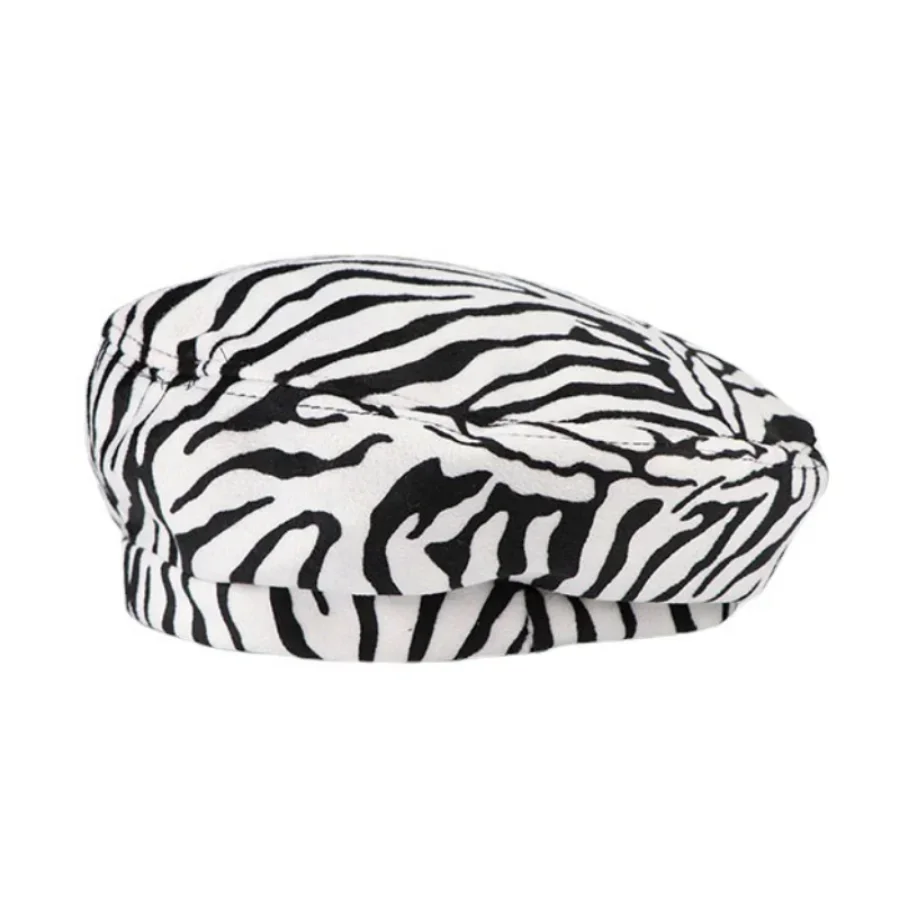 

Autumn Winter Hat Cow Zebra Pattern Print Beret Bone Female Kpop Streetwear Beanie Hip Hop Caps Men Painter Mushroom Hat