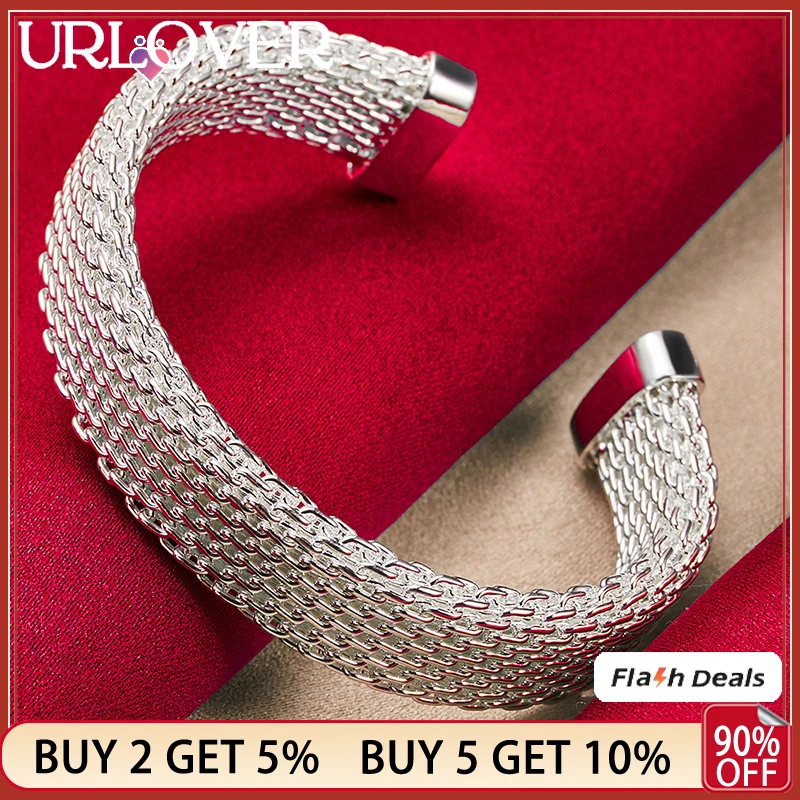 URLOVER 925 Sterling Silver Bangle For Women 10mm Wide Mesh Opening Bangles Engagement Wedding Fashion Jewelry Birthday Gift
URLOVER 925 Sterling Silver Bangle For Women 10mm Wide Mesh Opening Bangles Engagement Wedding Fashion Jewelry Birthday Gift
