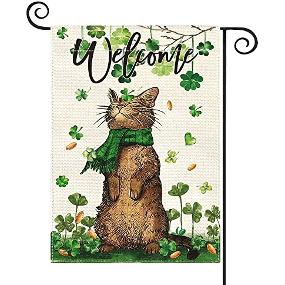 St Patricks Day Welcome Cat Garden Flag Double Sided, Shamrock Lucky Clover Rustic Holiday Yard Outdoor Flag
St Patricks Day Welcome Cat Garden Flag Double Sided, Shamrock Lucky Clover Rustic Holiday Yard Outdoor Flag