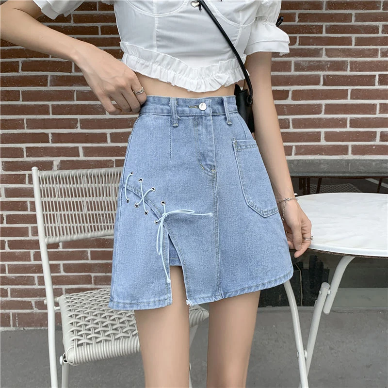 Rimocy Split Denim Mini Skirts Women 2023 Summer Chic Lace Up A Line Skirts Female Korean Style Jean High Waist Skirt Woman
Rimocy Split Denim Mini Skirts Women 2023 Summer Chic Lace Up A Line Skirts Female Korean Style Jean High Waist Skirt Woman