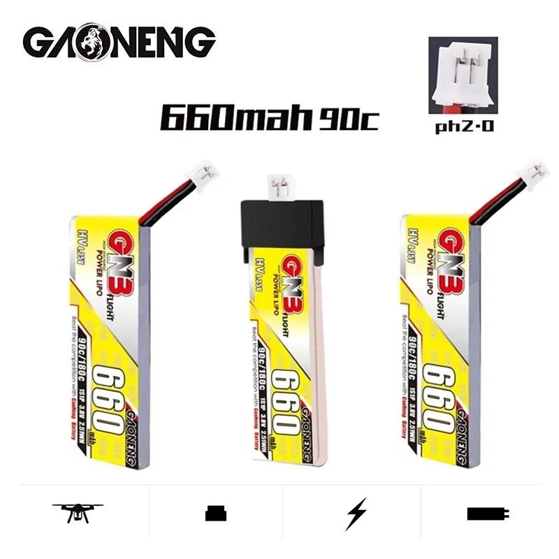 3 шт. Gaoneng GNB 1S 4,35 в HV Lipo батарея 3,8 в 660 мАч 90C/180C с PH2.0 для Emax Tinyhawk King Kong Ldarc TINY7 Drone
3 шт. Gaoneng GNB 1S 4,35 в HV Lipo батарея 3,8 в 660 мАч 90C/180C с PH2.0 для Emax Tinyhawk King Kong Ldarc TINY7 Drone