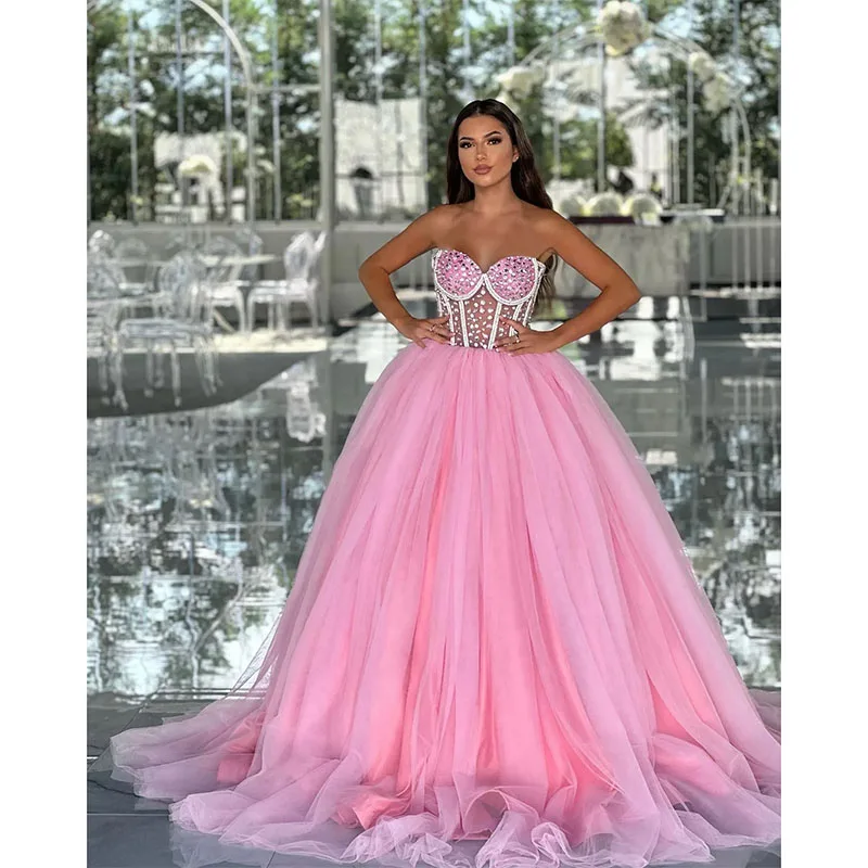 Barbie Pink Prom Dresses Diamonds Sweetheart Evening Dress Illusion Bone Bodice Pleats Formal Long Special Occasion Party Dress
Barbie Pink Prom Dresses Diamonds Sweetheart Evening Dress Illusion Bone Bodice Pleats Formal Long Special Occasion Party Dress