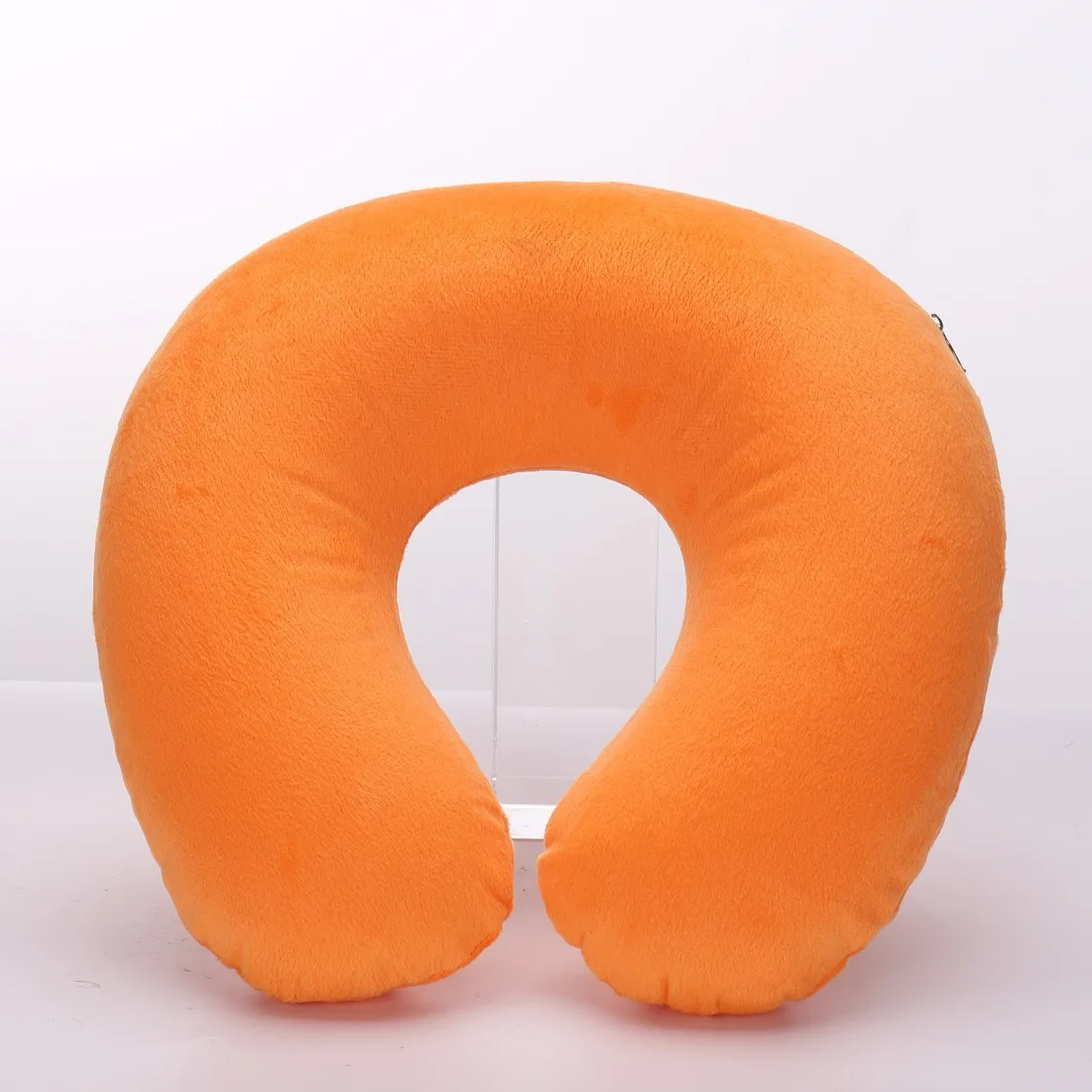 

U-shaped Travel Pillow Car Air Flight Office Inflatable Neck Pillow Short Plush Cover PVC Support Headrest Soft Nursing Cushion