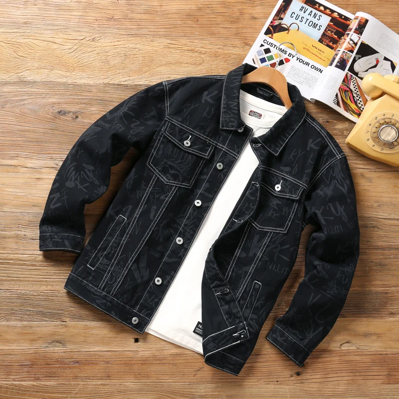 2022 spring new large size tide brand men's printed denim jacket Korean version of the high street hip-hop denim jacket
2022 spring new large size tide brand men's printed denim jacket Korean version of the high street hip-hop denim jacket