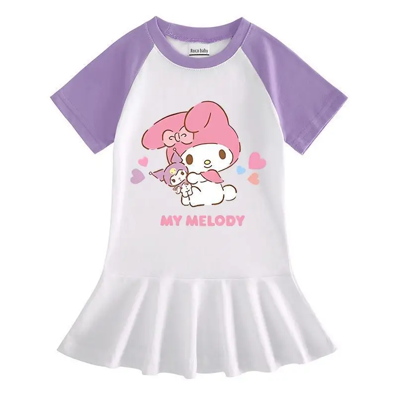 Детское платье-футболка Kawaii Melody, милое мультяшное платье с рукавом, стильная плиссированная юбка для маленьких девочек, мини-юбка, подарок для девочек
Детское платье-футболка Kawaii Melody, милое мультяшное платье с рукавом, стильная плиссированная юбка для маленьких девочек, мини-юбка, подарок для девочек