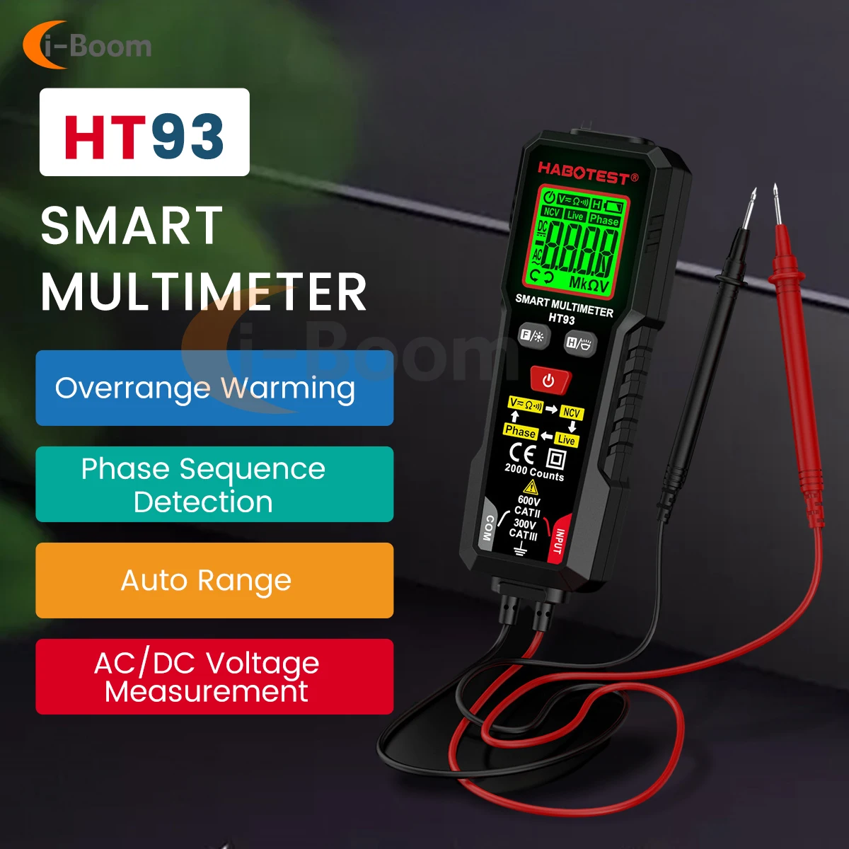 Portable Digital Multimeter Auto-Ranging Voltage Current Resistance Meter Tester for Electricians NCV Inductive Measurement
Portable Digital Multimeter Auto-Ranging Voltage Current Resistance Meter Tester for Electricians NCV Inductive Measurement
