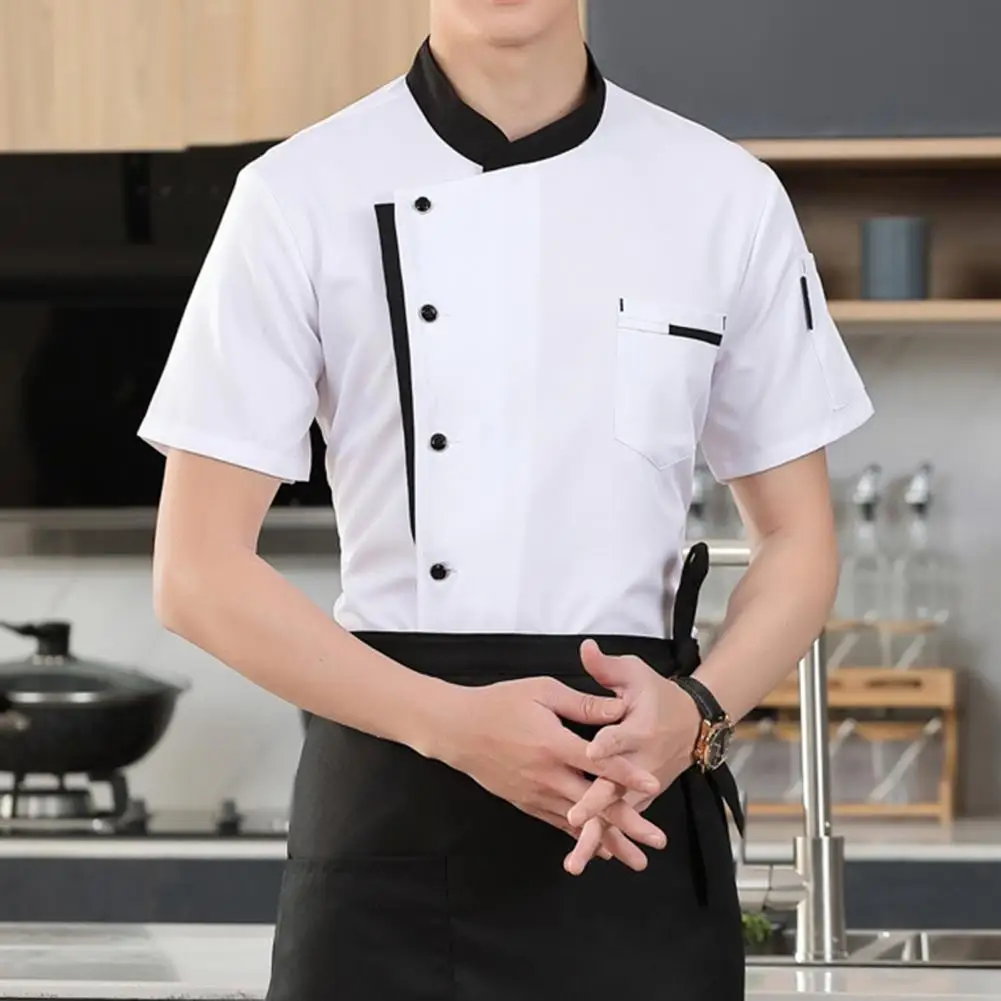 

Chef Shirt Hat Apron Sweat-wicking Chef Shirt Professional Chef Uniform Set 3-piece Hat Apron Shirt Combo for Hotel Kitchen