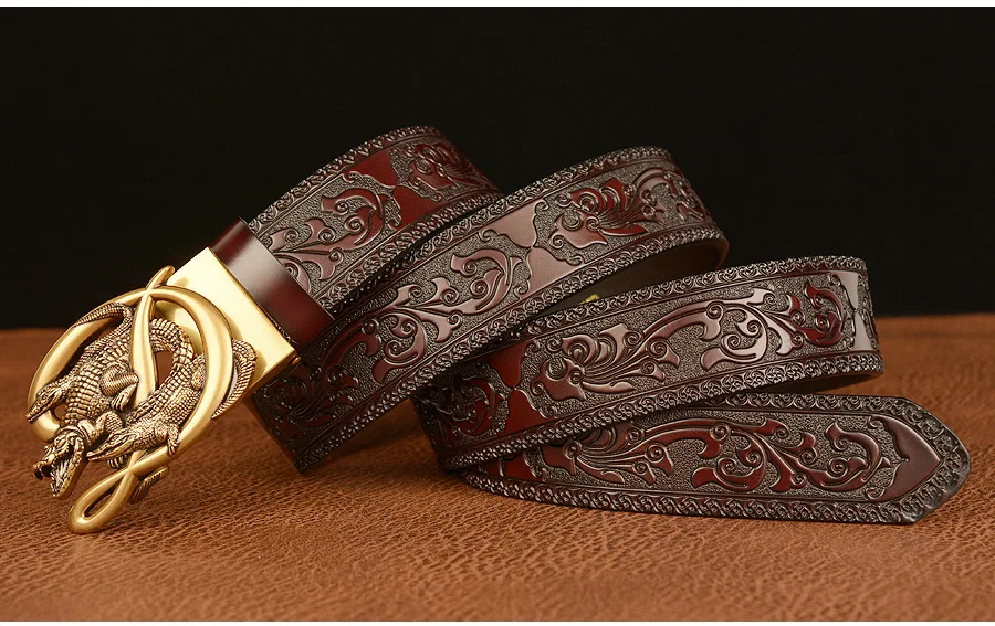 SupSindy Men Genuine Leather Belt Luxury Gold Crocodile Metal Automatic Buckle Cowhide Belts for Men Jeans Waistband Male Strap SupSindy Men Genuine Leather Belt Luxury Gold Crocodile Metal Automatic Buckle Cowhide Belts for Men Jeans Waistband Male Strap