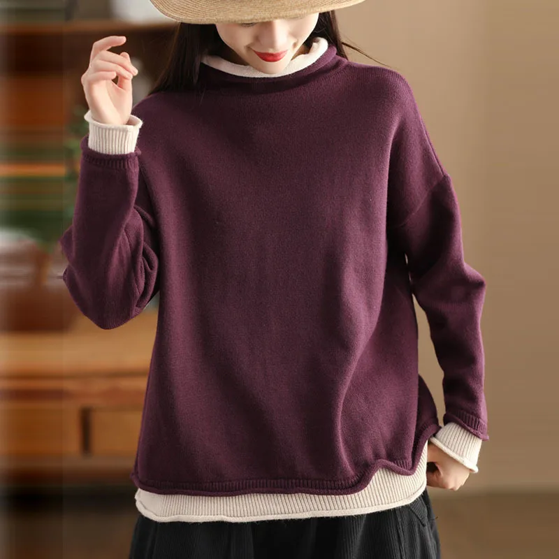 NINI WONDERLAND Spring Autumn Cotton Knit Pullover Sweaters Tops Women Tuurtleneck Loose Sweater Female Casual Sweater
NINI WONDERLAND Spring Autumn Cotton Knit Pullover Sweaters Tops Women Tuurtleneck Loose Sweater Female Casual Sweater
