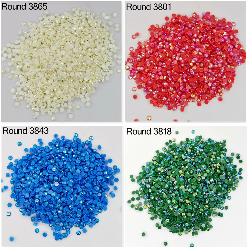 

Mix Color AB Round Stone For DIY Diamond Painting Cross Stitch Drill Embroidery Rhinestone Colorful Mosaic Stone AB Colored Kits