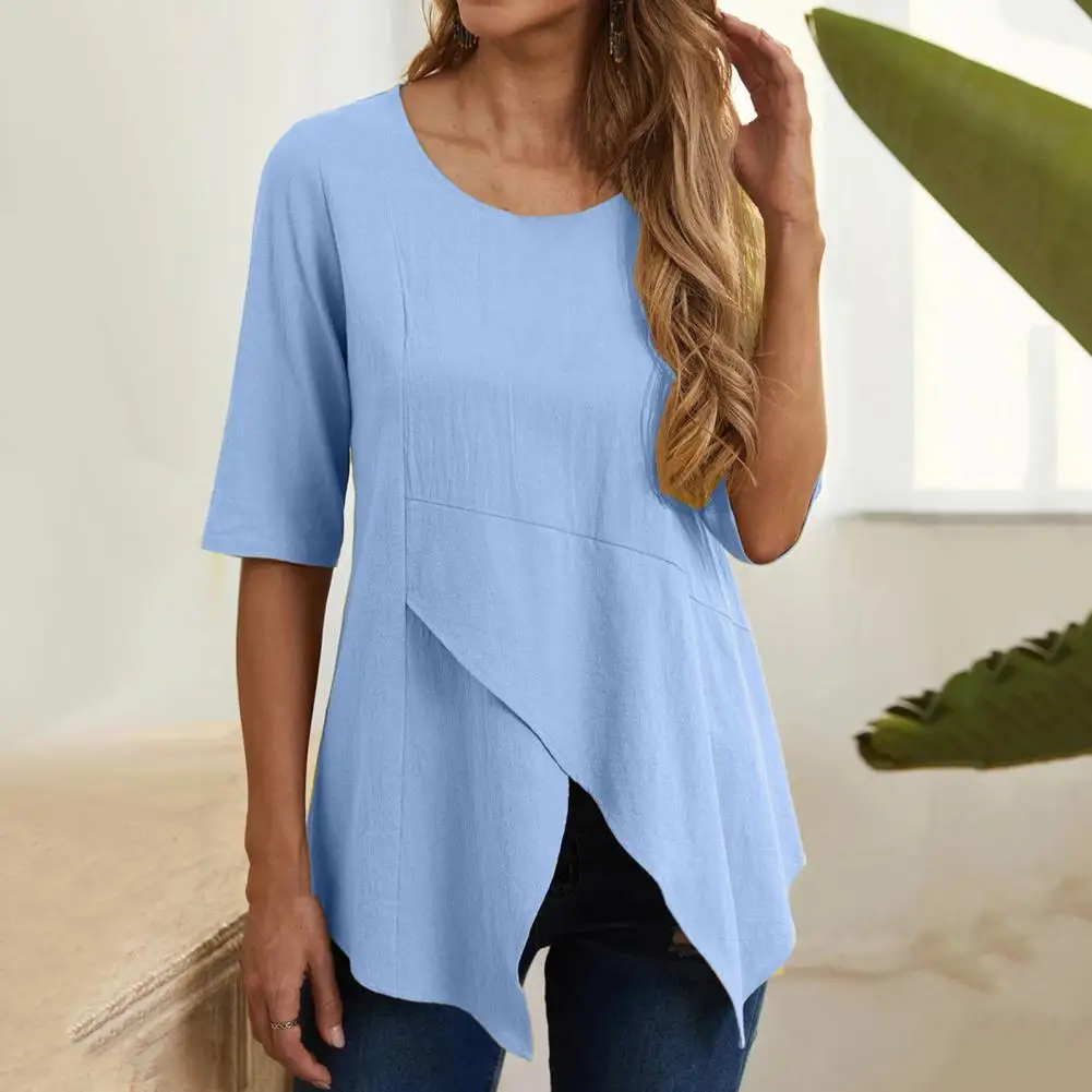 Women T-shirt Half Sleeve Pullover Tops Slim Fit Tee Shirt Irregular Split Hem Tops Spring Summer Loose Fit Women Blouse Tees
Women T-shirt Half Sleeve Pullover Tops Slim Fit Tee Shirt Irregular Split Hem Tops Spring Summer Loose Fit Women Blouse Tees