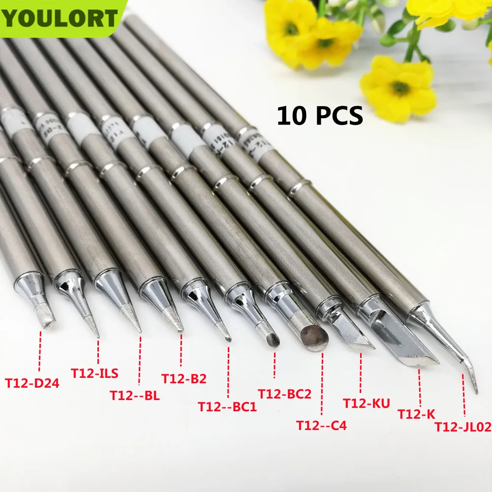 

10Pcs/ T12-D24 ILS BL B2 BC1 BC2 C4 KU K JL02 Solder Iron Tips T12 Series Iron Tip For FX951 STC AND STM32 OLED Soldering