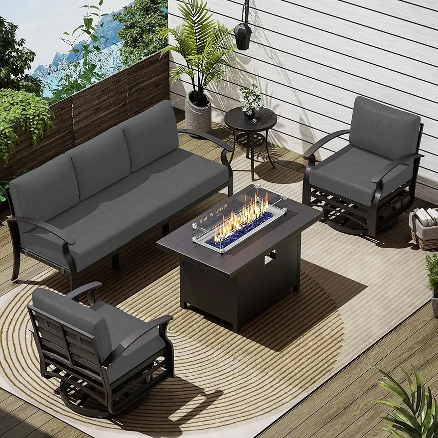 Patio Furniture Set Aluminum armrest Sofa, Modern Outdoor Living Room Set with 55000 BTU Propane Aluminum Fireplace
Patio Furniture Set Aluminum armrest Sofa, Modern Outdoor Living Room Set with 55000 BTU Propane Aluminum Fireplace