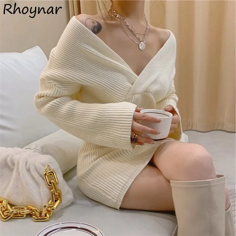 Knitting Dresses Women Above Knee V-neck Sexy Slim Temper Korean Fashion Hotsweet Basics Ins Ladies Платье Женское Design Casual
Knitting Dresses Women Above Knee V-neck Sexy Slim Temper Korean Fashion Hotsweet Basics Ins Ladies Платье Женское Design Casual