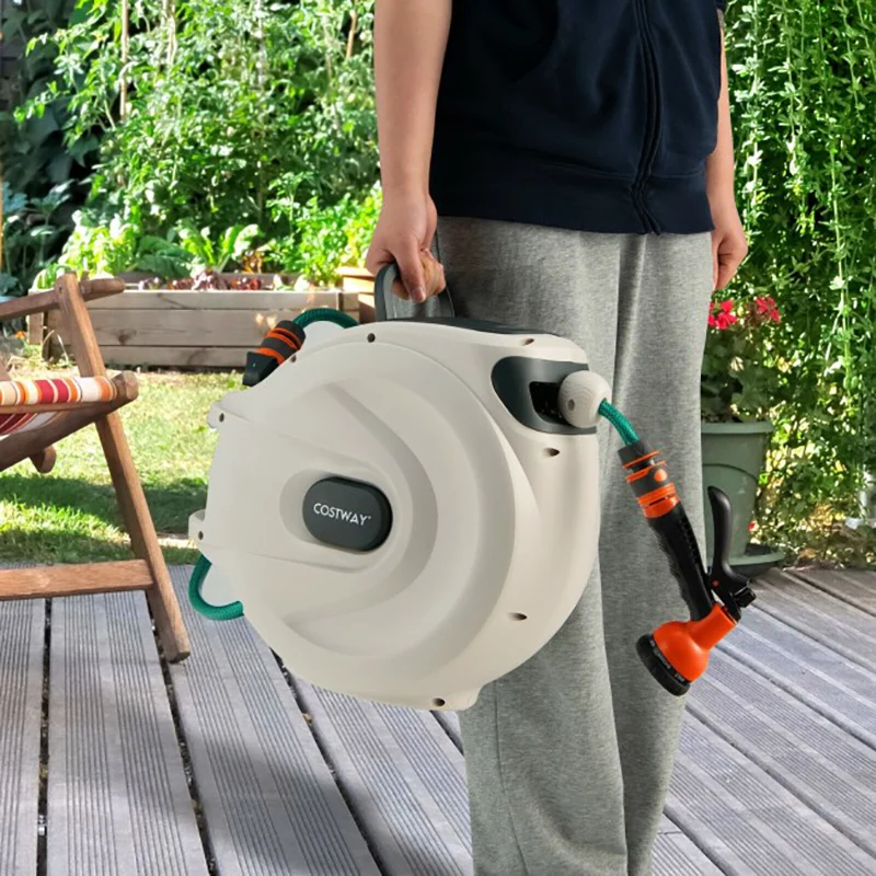 Wall Mounted Retractable Garden Hose Reel with Hose Nozzle Garden Water Gun Tool Water Spray
Wall Mounted Retractable Garden Hose Reel with Hose Nozzle Garden Water Gun Tool Water Spray