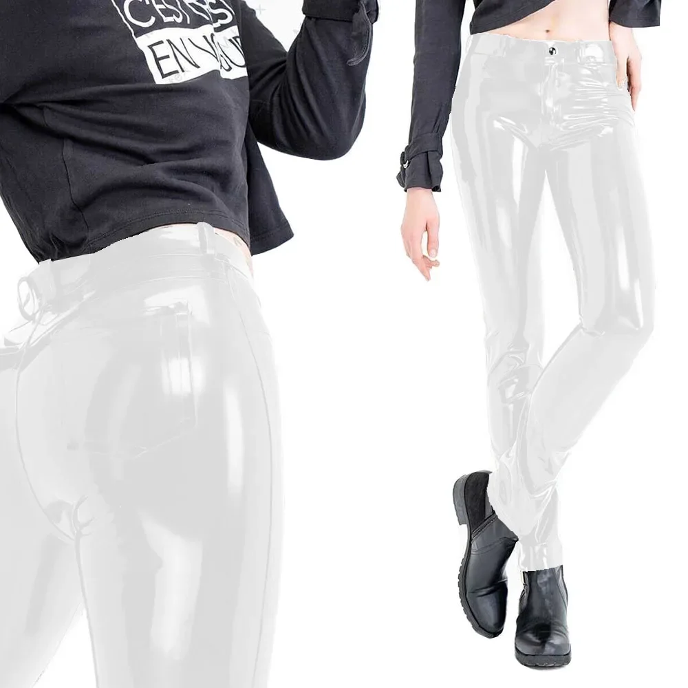 Fashion Women's Slim Fit Pencil Pants Wetlook PVC Leather Long Pants High Waisted Back Pockets Capris Streetwear Women Clothing 54 S24d623bf4314481aba66ae85d79d436eq
