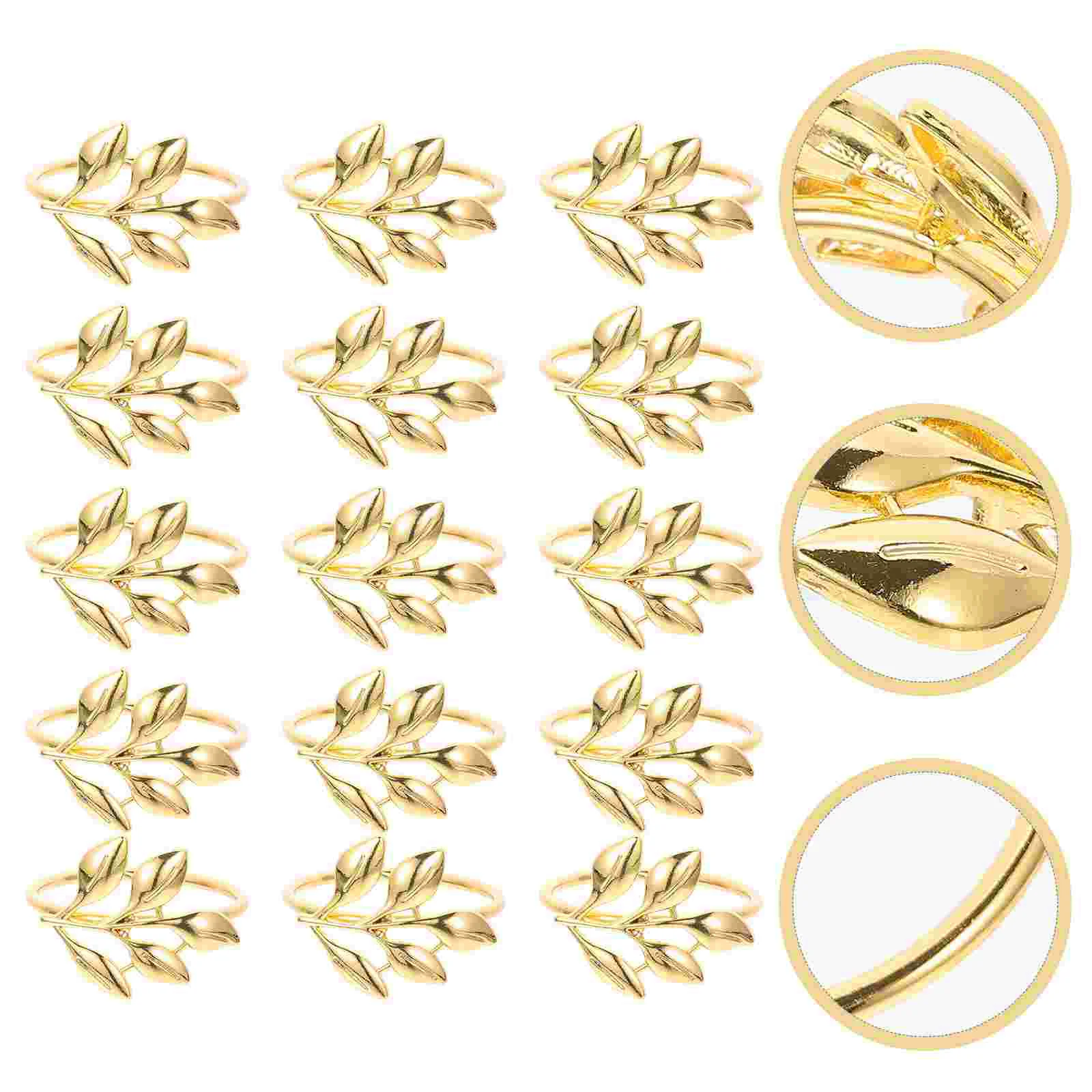 

15 Pcs Leaf Napkin Rings Fashion Clasps Exquisite Buckles Decorations for Hotel Delicate Alloy Decors