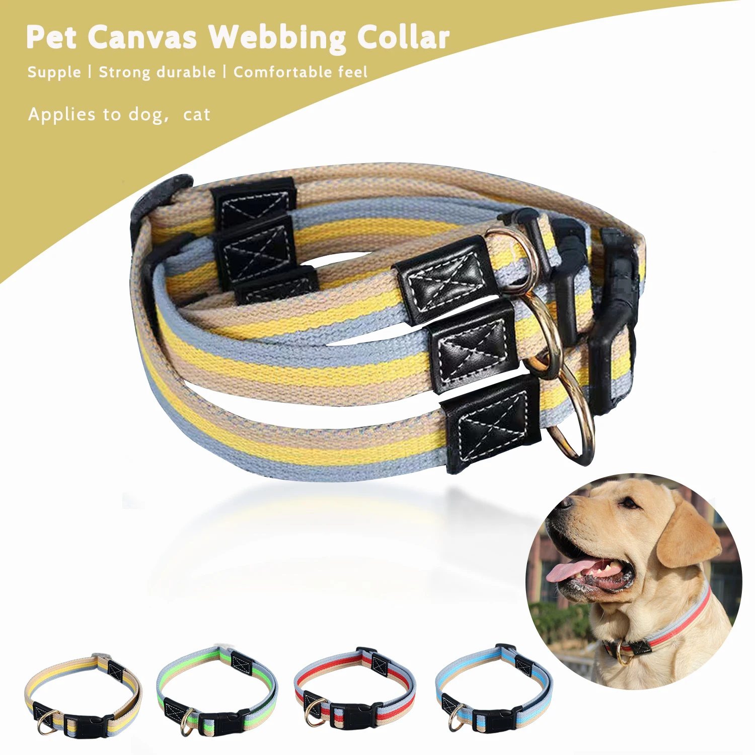 

150CM Strong Dog Leash Pet Leashes Canvas Dog Collar German Shepard Medium Large Dog Collars For Walking Training Dog Collar