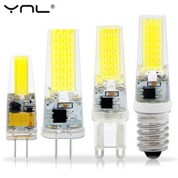 G4 LED COB 램프, COB LED 전구, 조도 조절, 6W, 9W, E14 AC/DC, 12V, 220V Lampada, LED G9 COB 스포트라이트 샹들리에 조명, 할로겐 교체