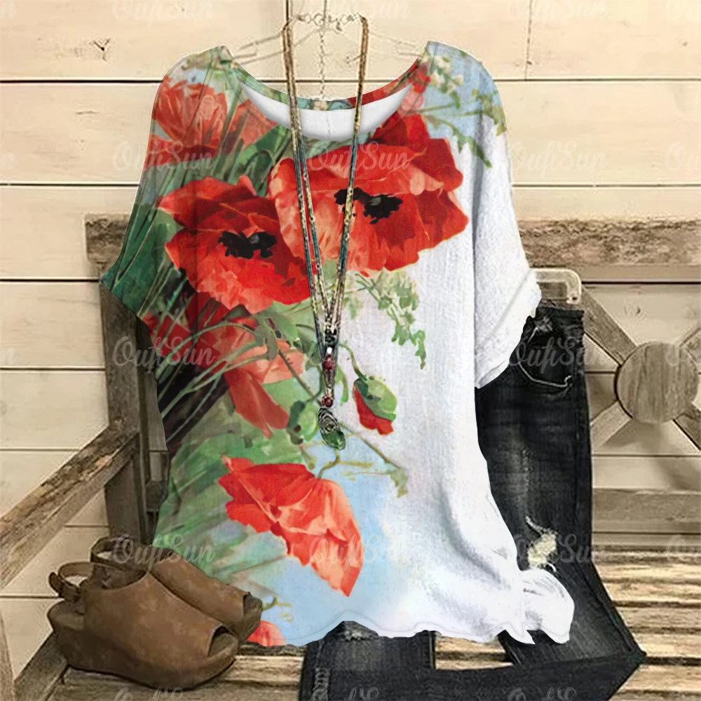 Women O-Neck T-Shirts 3d Floral Printing Casual Pullover 2024 Summer new Loose Short Sleeves Oversized Tee Shirt Female Clothing
Women O-Neck T-Shirts 3d Floral Printing Casual Pullover 2024 Summer new Loose Short Sleeves Oversized Tee Shirt Female Clothing