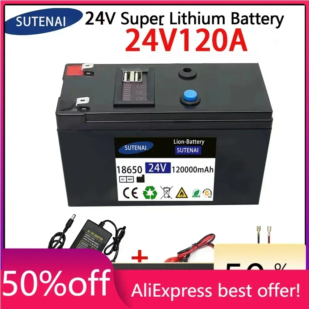 24V Battery 120Ah 18650 lithium battery pack Rechargeable battery for solar energy electric vehicle battery+25.2v2A charger
24V Battery 120Ah 18650 lithium battery pack Rechargeable battery for solar energy electric vehicle battery+25.2v2A charger