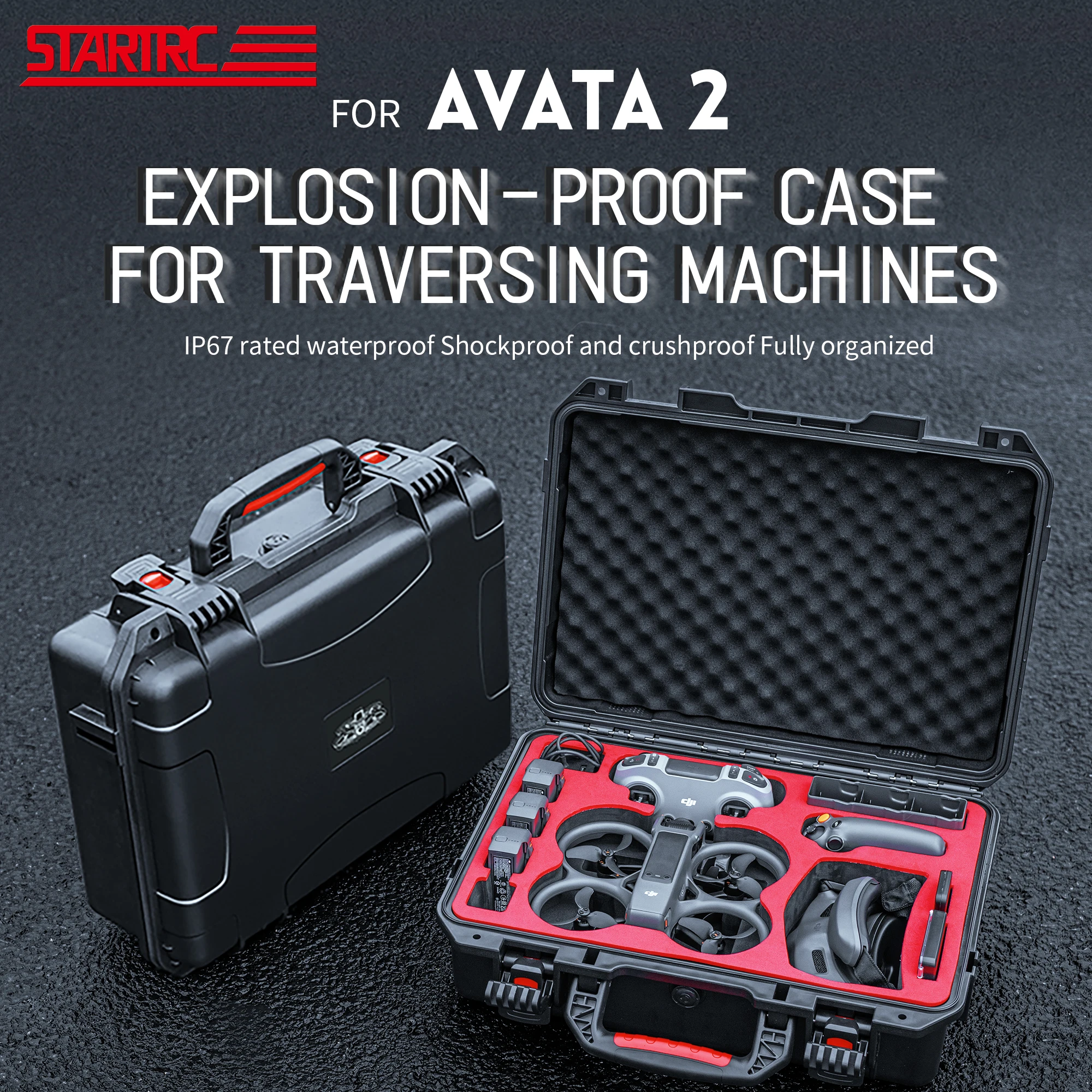 

STARTRC For DJI Avata 2 Accessories Storage Case Hard Shell Waterproof Box Portable Suitcase Goggles 2 Travel Carrying Case