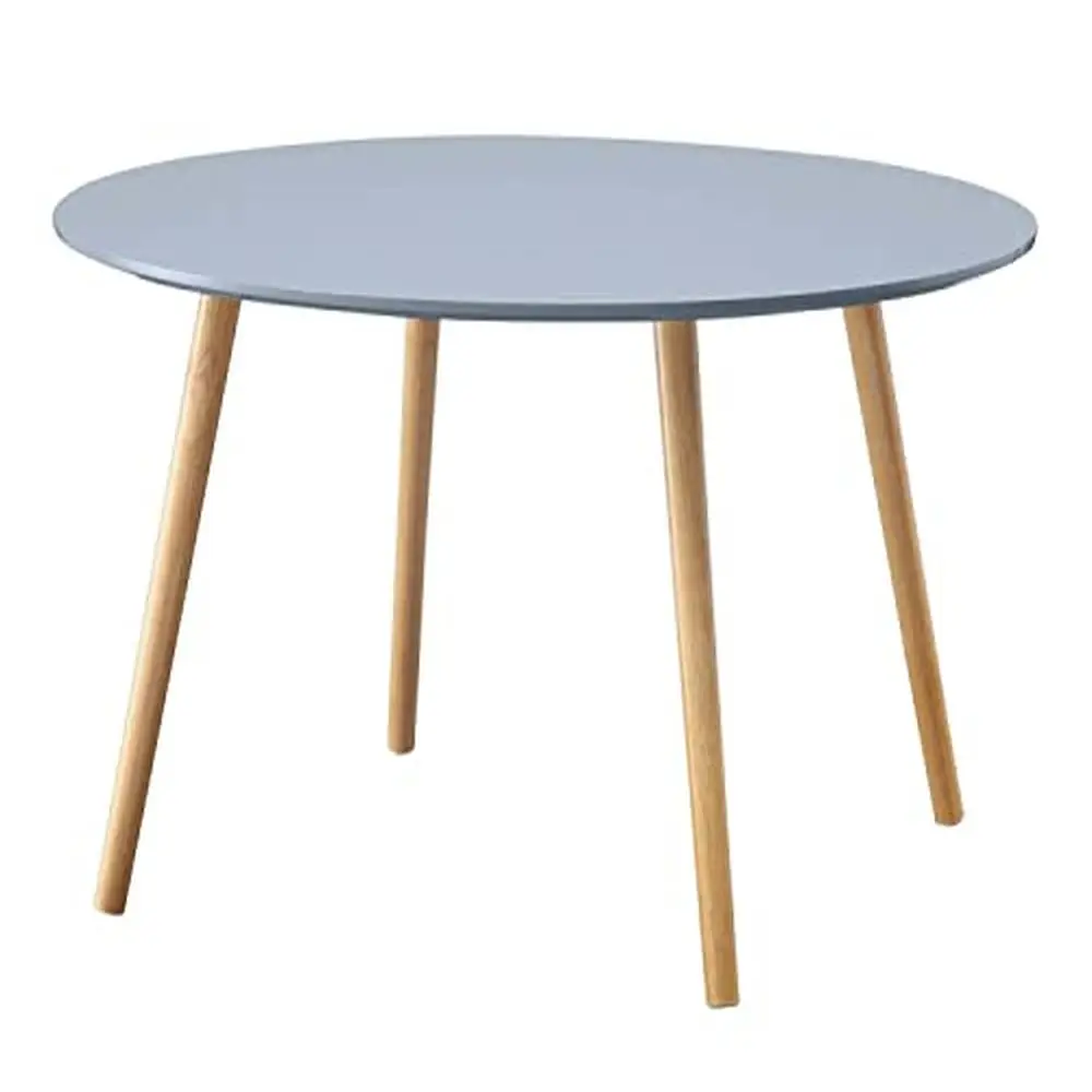 

Round Gray Coffee Table Solid Wood Legs Mid-Century Modern Minimalist Design Oslo Collection Easy Assembly 31.5" x 31.5" x 18.3"