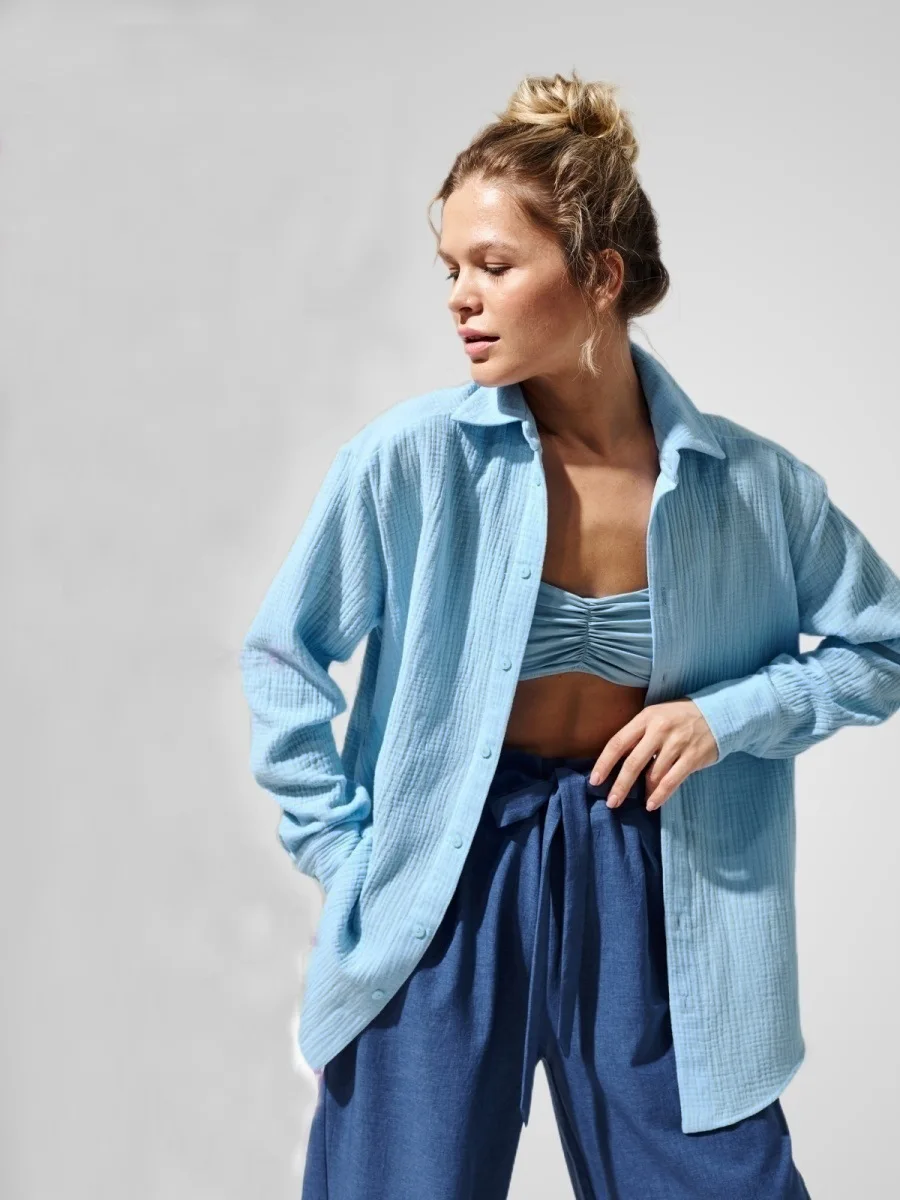 2023 Women's Spring and Summer 100% Cotton Shirt Office Women's Fashion Solid Color Women's Long Sleeve Loose Top Shirt
2023 Women's Spring and Summer 100% Cotton Shirt Office Women's Fashion Solid Color Women's Long Sleeve Loose Top Shirt