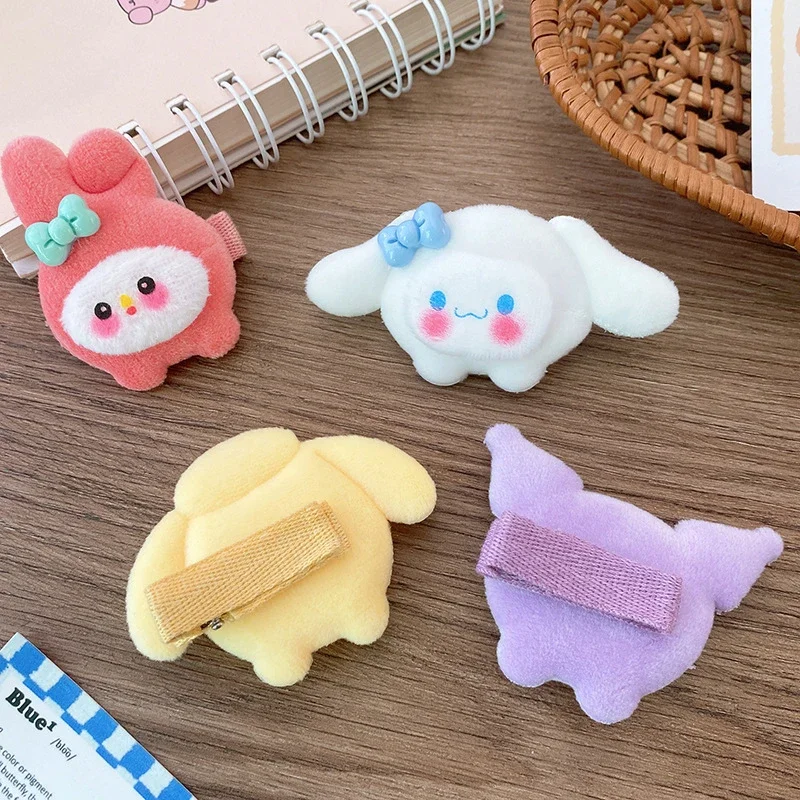 

Sanrio Plush Elastic Band Kuromi Hairpins Cinnamoroll Hair Ring Women Velcro Melody Hair Claws Girl Hairband Kids Birthday Gift