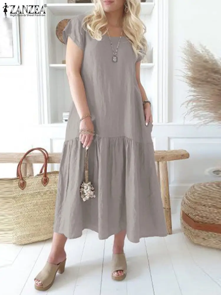 2023 ZANZEA Fashion Cotton Dress Women Ruffles Hem Vestidos Summer Short Sleeve Sundress Causal Femme Holiday Dresses Midi Robe
2023 ZANZEA Fashion Cotton Dress Women Ruffles Hem Vestidos Summer Short Sleeve Sundress Causal Femme Holiday Dresses Midi Robe