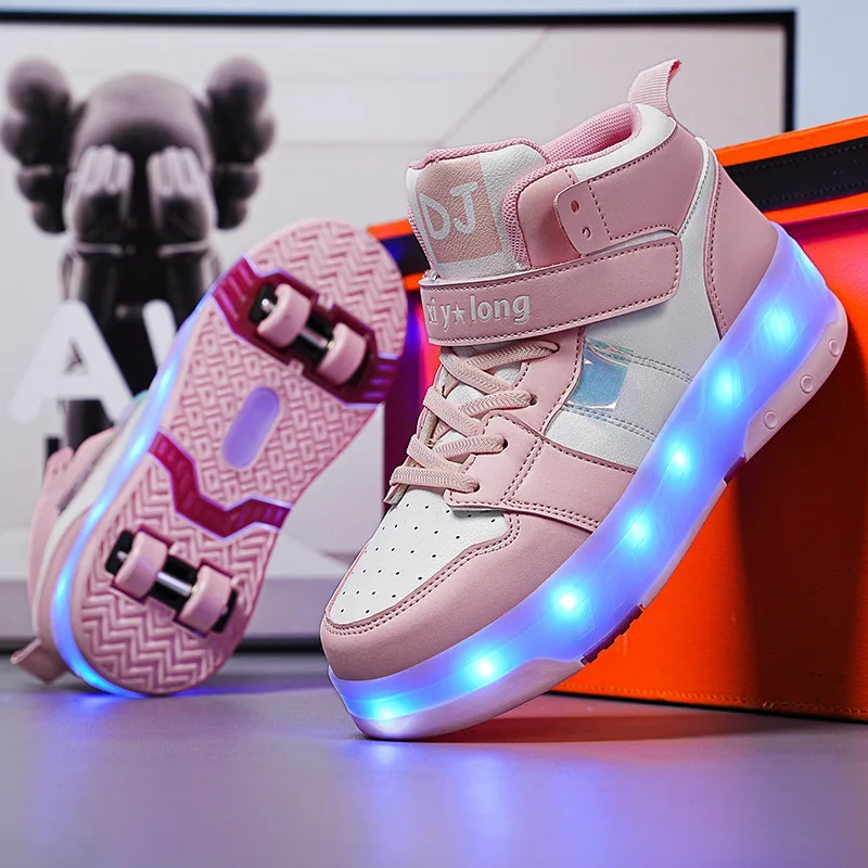 PU Leather LED Children Roller High Shoes Boys & Girls Kids Four Wheels Skates Fashion Women Flash Sneakers Size 28-41
PU Leather LED Children Roller High Shoes Boys & Girls Kids Four Wheels Skates Fashion Women Flash Sneakers Size 28-41