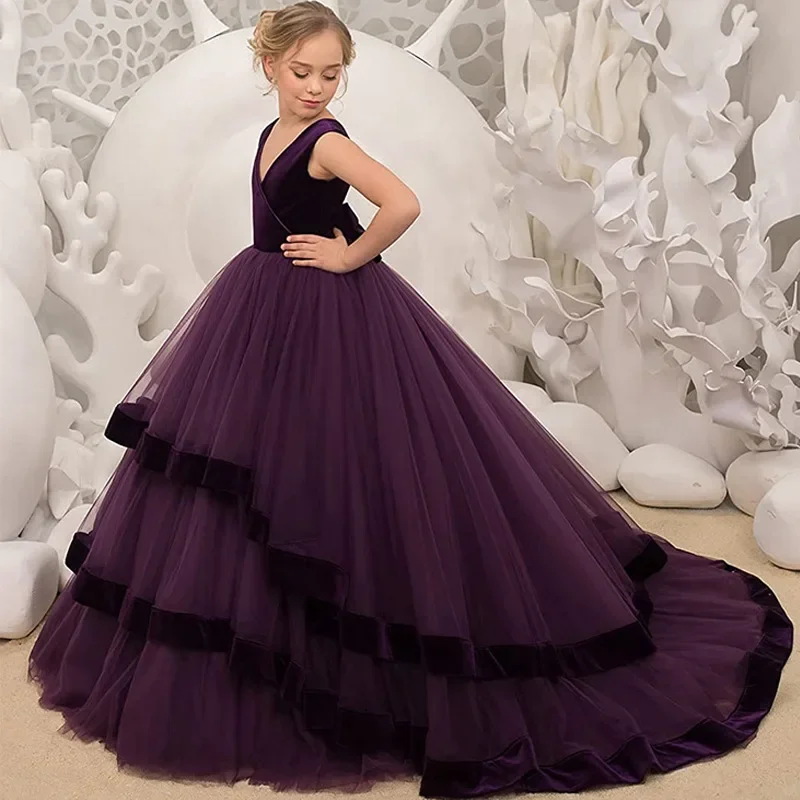 Sleeveless V Neck Flower Girl Dresses Velvet Long Child Birthday Wedding Party Dresses Tulle Layered Formal Evening Prom Gowns
Sleeveless V Neck Flower Girl Dresses Velvet Long Child Birthday Wedding Party Dresses Tulle Layered Formal Evening Prom Gowns