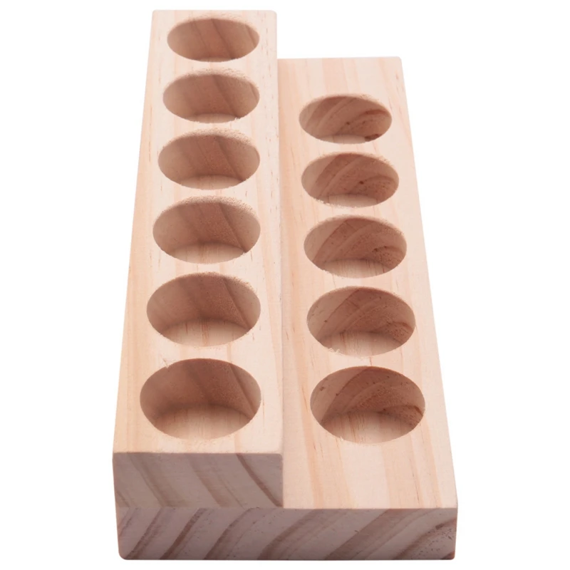 

4X 11 Holes Wooden Essential Oil Tray Handmade Natural Wood Display Rack Demonstration Station For 5-15Ml Bottles