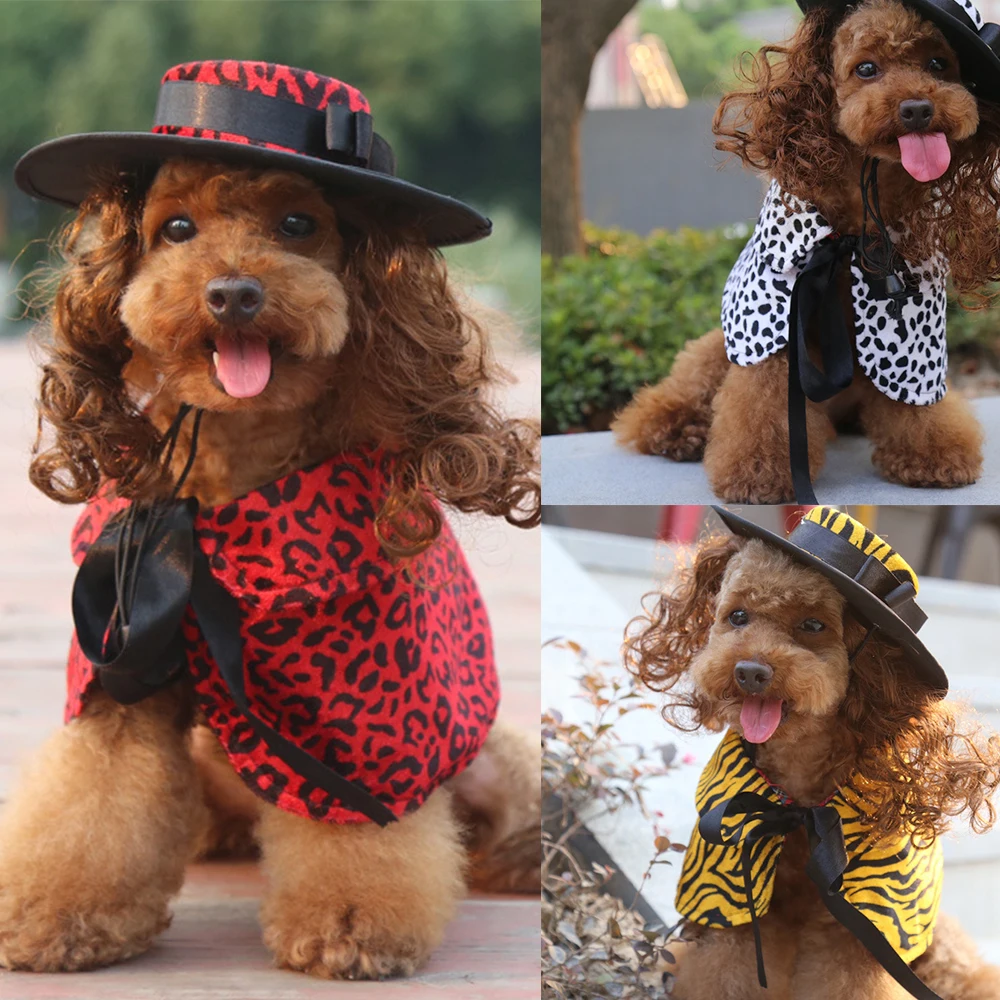 Halloween Adorable Dog Pet Cape + Wig hat Funny Outfits with Bow Tie Adjustable Hat for Cats And Dogs Fashion puppy 
Halloween Adorable Dog Pet Cape + Wig hat Funny Outfits with Bow Tie Adjustable Hat for Cats And Dogs Fashion puppy