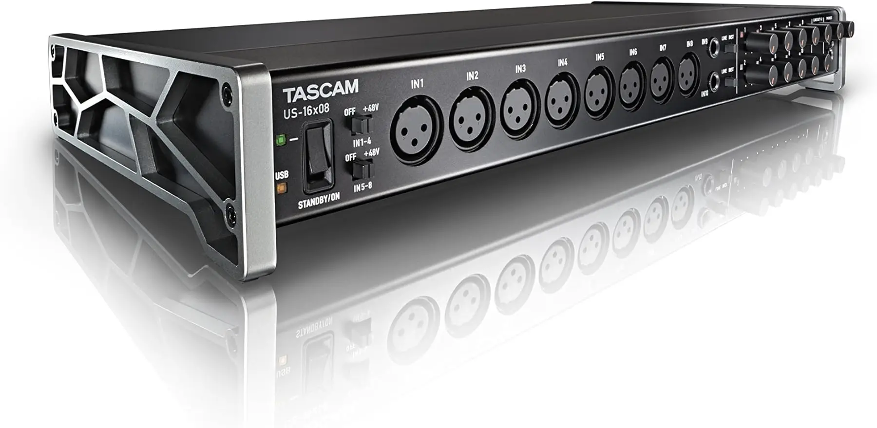 

Tascam US-16x08 Rackmount USB Audio/MIDI Interface for Recording, Drum Recording, 8 XLR/8 1/4" Inputs, 8 Outputs