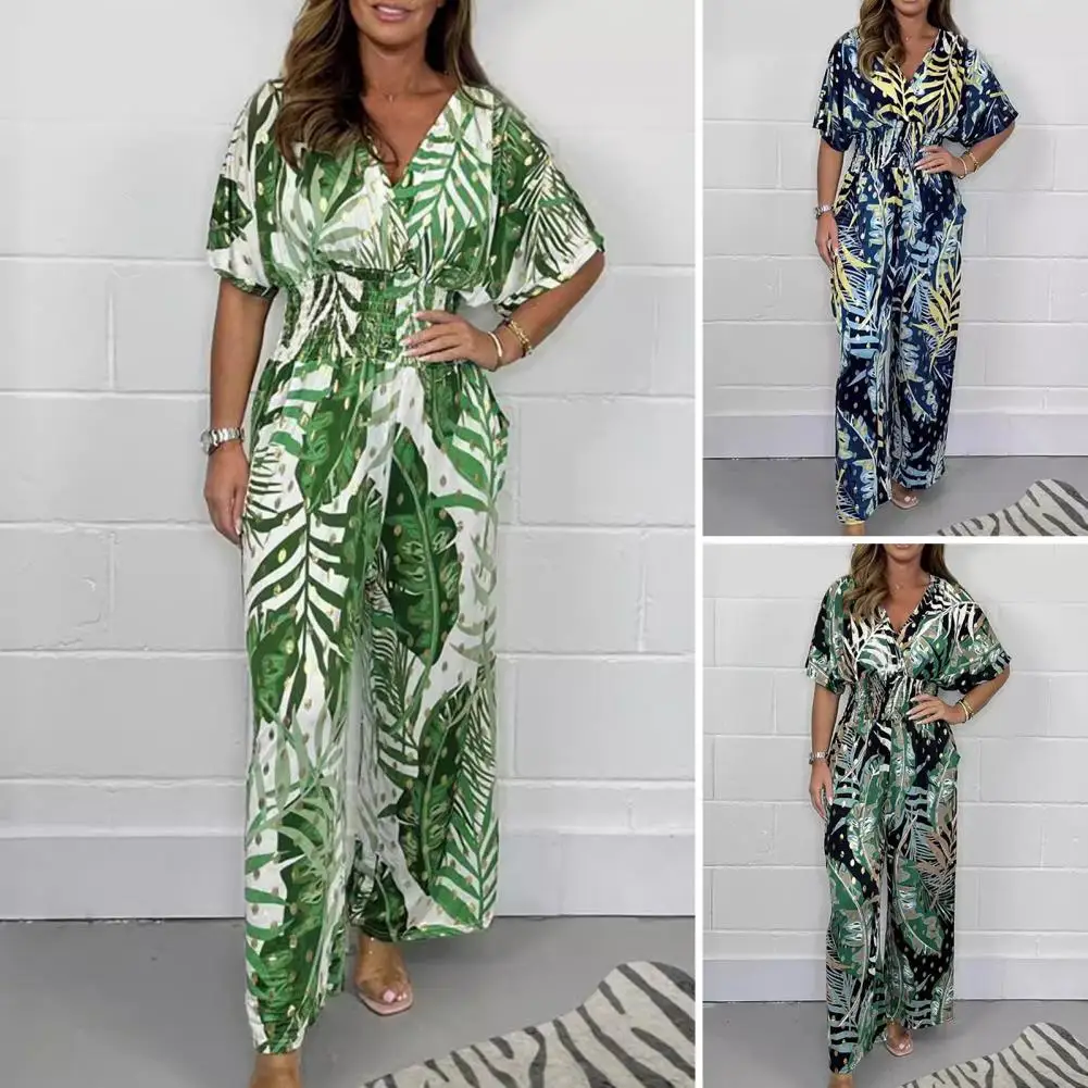Comfortable Jumpsuit Stylish Women's Floral Print Jumpsuits V-neck Romper High Waist Wide-leg Pants Outfits for Summer Beach
Comfortable Jumpsuit Stylish Women's Floral Print Jumpsuits V-neck Romper High Waist Wide-leg Pants Outfits for Summer Beach