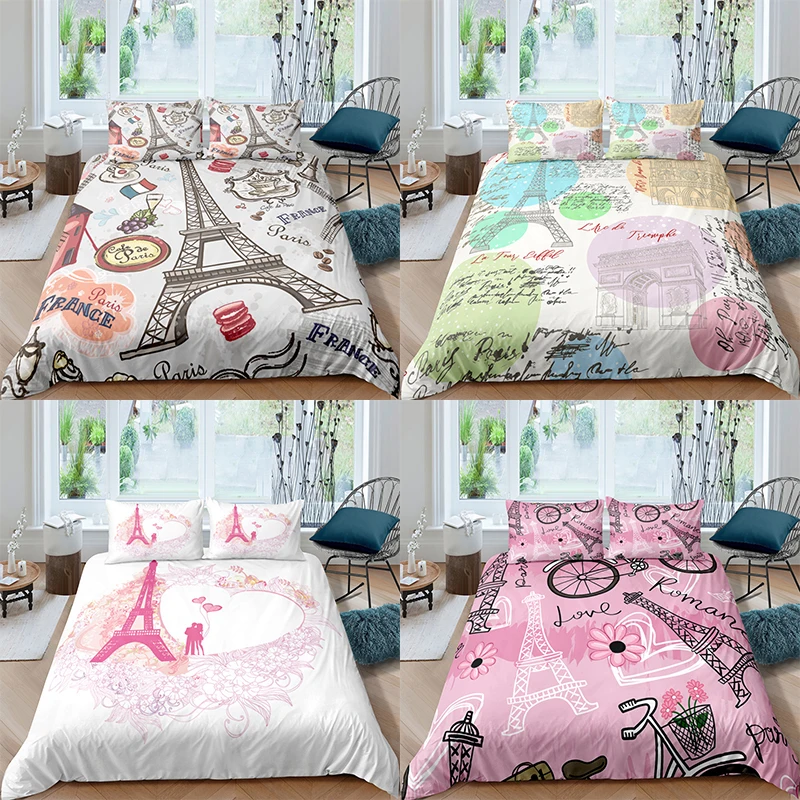 Bedding Set Luxury 3D Eiffel Tower Print 2/3Pcs Kid Adult Comfortable Duvet Cover Pillowcase Home Textile Single/Queen/King Size
Bedding Set Luxury 3D Eiffel Tower Print 2/3Pcs Kid Adult Comfortable Duvet Cover Pillowcase Home Textile Single/Queen/King Size