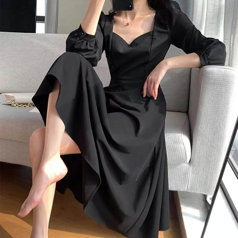 Black Dress Women's Autumn New Black Long Sleeve Dress Hepburn Style V-neck Ankle-length Retro Korean Style Long 2023 Dress
Black Dress Women's Autumn New Black Long Sleeve Dress Hepburn Style V-neck Ankle-length Retro Korean Style Long 2023 Dress