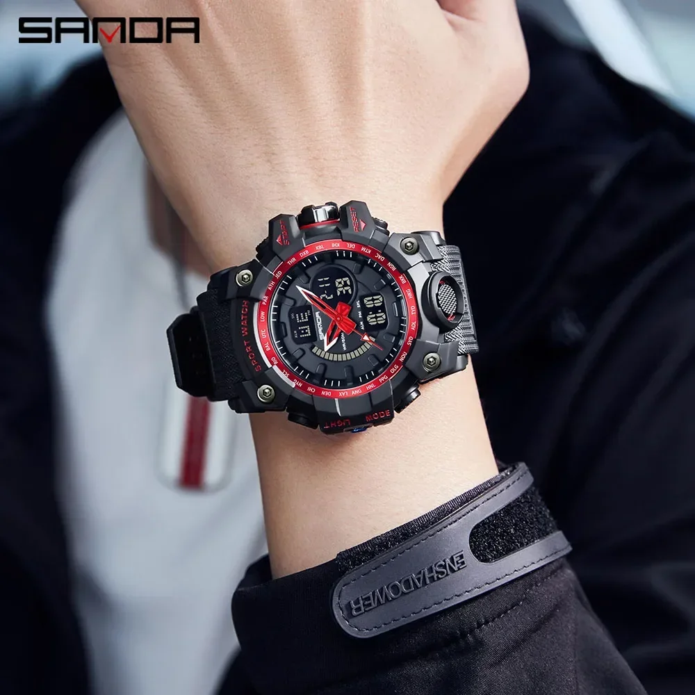 

golden Sport Watch SANDA Brand Watches LED Digital Wristwach Multi-functional Men Clock Led Stopwatch S Shock Sport Watch 3132