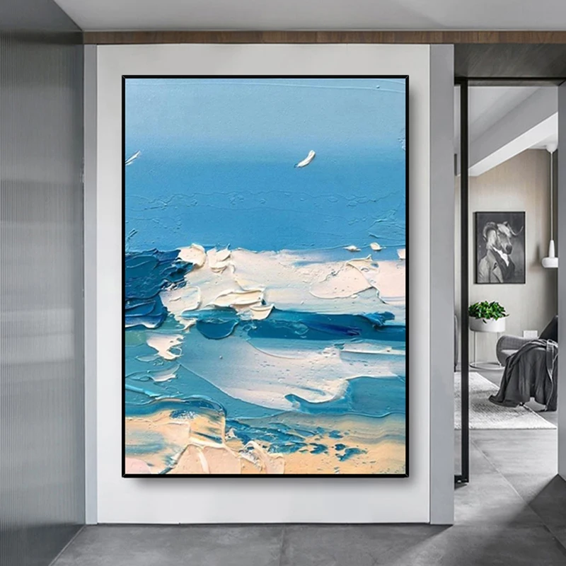 Hand Painted Abstract Blue Sea Oil Painting Living Room Modern Simple Abstract Thick Oil On Canvas Art Large Decorative Painting
Hand Painted Abstract Blue Sea Oil Painting Living Room Modern Simple Abstract Thick Oil On Canvas Art Large Decorative Painting