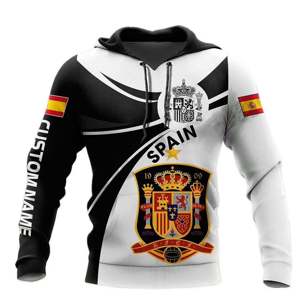 

Spanish Men's Hoodie Large Size Clothing Spanish National Emblem Printed Street Fashion Sweatshirt Oversized Men's Tops XXS-6XL