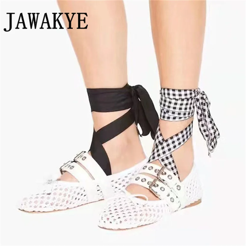 Summer Long Ribbon Ankle Strap Women's Mesh Flat Shoes Ladies Loafers Buckle Ballet Flats Women Round Toe Dance Shoes mujer 
Summer Long Ribbon Ankle Strap Women's Mesh Flat Shoes Ladies Loafers Buckle Ballet Flats Women Round Toe Dance Shoes mujer