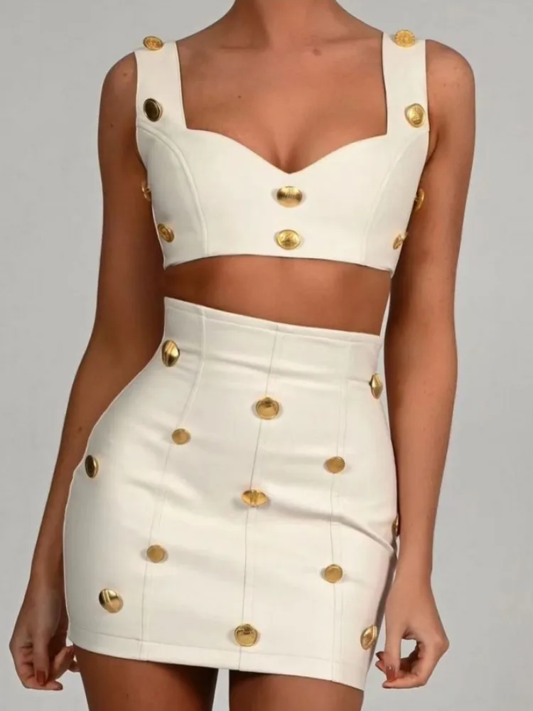 New Summer 2023 Women Sexy Sleeveless Leather Bodycon Skirt Suit Set High Street Celebrity Club Party Skirt Suit
New Summer 2023 Women Sexy Sleeveless Leather Bodycon Skirt Suit Set High Street Celebrity Club Party Skirt Suit