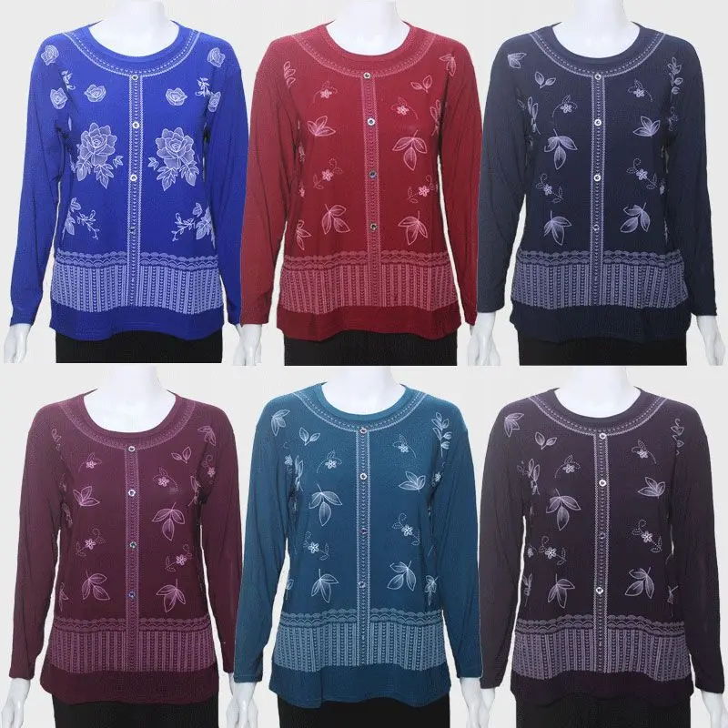 1 Spring and autumn Middle-aged and elderly women's plus-size top, long-sleeved T-sleeved undershirt, mom's undershirt
1 Spring and autumn Middle-aged and elderly women's plus-size top, long-sleeved T-sleeved undershirt, mom's undershirt